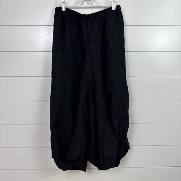 People Like Frank Bubble Hem 100% Linen Midi Skirt Black sz 4 - Picture 5 of 7